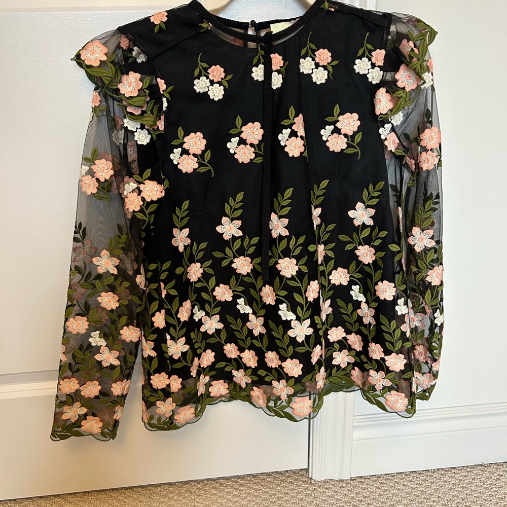 Orla Kiely Black Floral Sheer Blouse